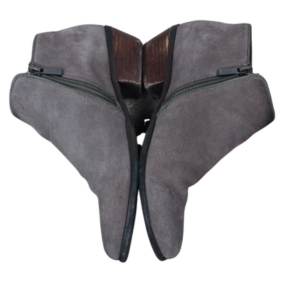 Crown Vintage Women’s Nude Suede Natural Low Heeled Ankle Boot Round Toe Booties - Picture 2 of 16